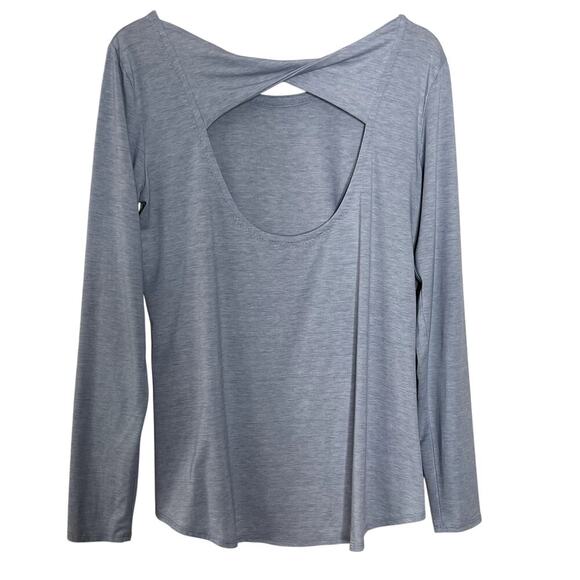 ATHLETA CRISS CROSS OPEN BACK FLEXLITE TOP SIZE M LIGHT BLUE - Picture 2 of 7